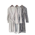 Wholesale long fleece robes women different leopard print bathrobe